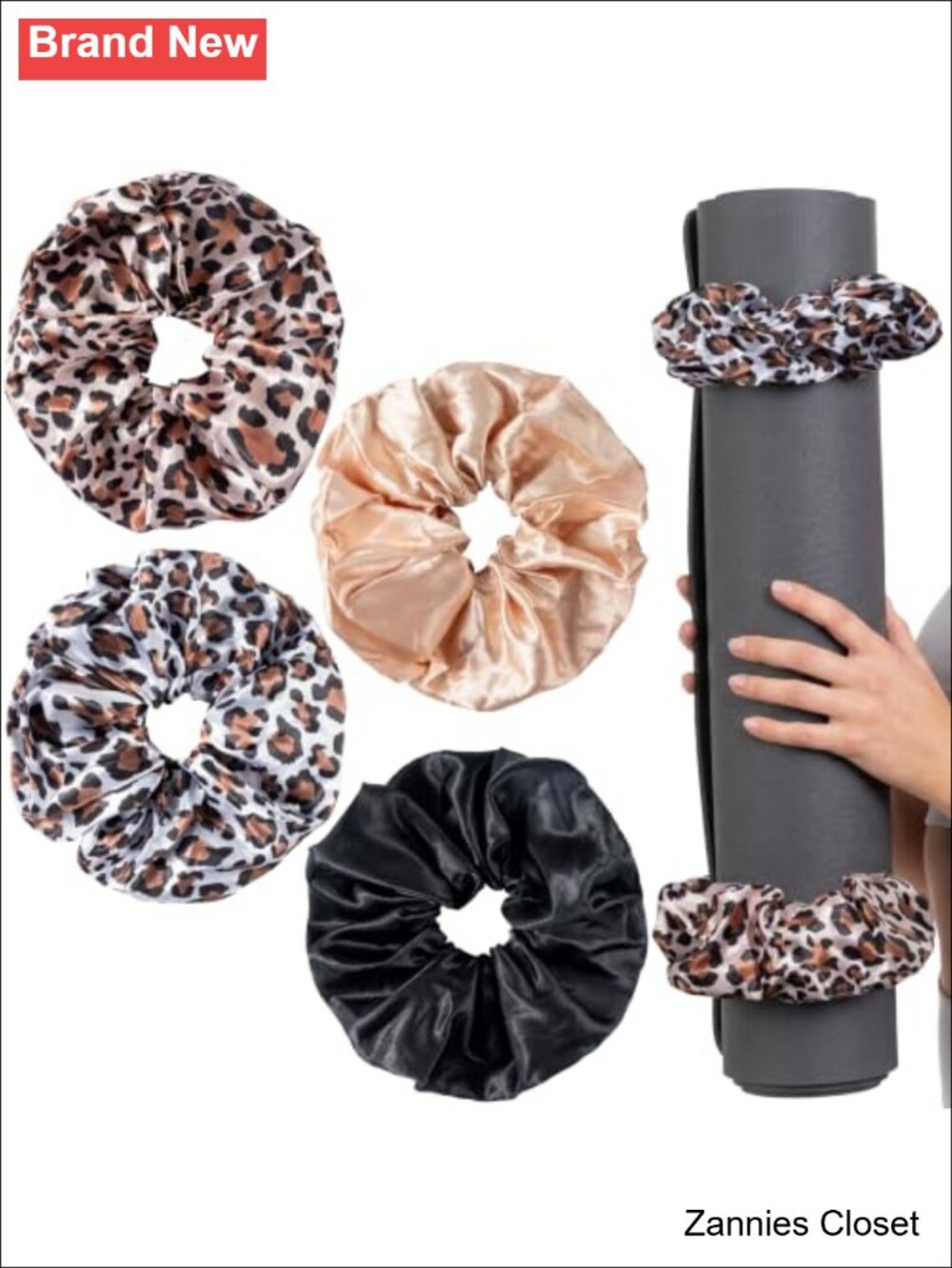 ✨ 4 Pack Yoga Mat Scrunchie Fits Standard Mats Stretchy Elastic Holders Gym
